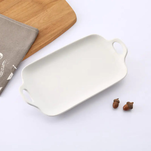 Double Handle Baking Dish, Home Ceramic Snack Plate