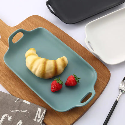 Double Handle Baking Dish, Home Ceramic Snack Plate