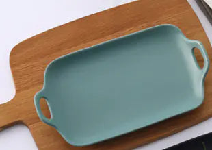 Double Handle Baking Dish, Home Ceramic Snack Plate