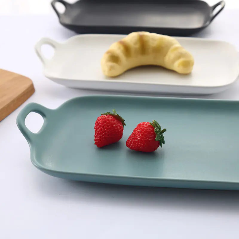 Double Handle Baking Dish, Home Ceramic Snack Plate